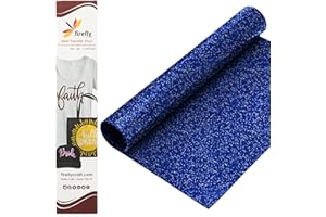Firefly Craft Glitter Royal Blue Heat Transfer Vinyl - HTV Vinyl for Cricut - Heat Press Vinyl for Shirt Transfers - Iron On Fabric Sheets - 3 Pieces, 12" X 20" (5 Feet) Each