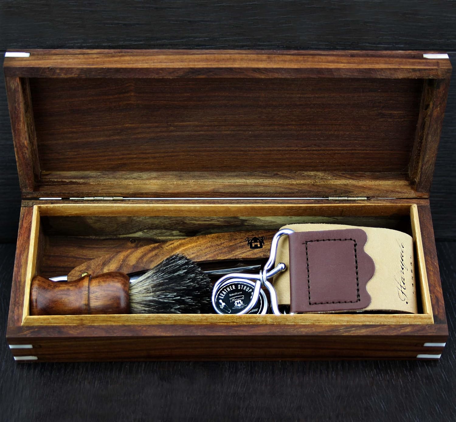 Hand Assembled Classic Collection Vintage Barber Salon Wooden Box Straight Cut Throat Wooden Shaving Razor - Image 4