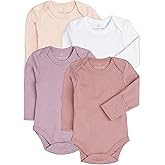 Baby Classic Bodysuit Set, 100% Cotton Boy Girl Unisex Onesie, 4 Pack
