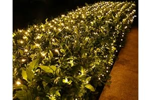 Joomer Christmas Net Lights - 12FT x 5FT 360 LED Plug-in Mesh Lights, Waterproof with 8 Modes, Timer, Connectable for Bushes, Trees, Garden, Outdoor Christmas Decor (Green Wire, Warm White)