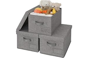 GRANNY SAYS Fabric Bins with Lids, Pack of 3 Storage Baskets for Closet Organization, Rangement Garde Robe Decorative Storage