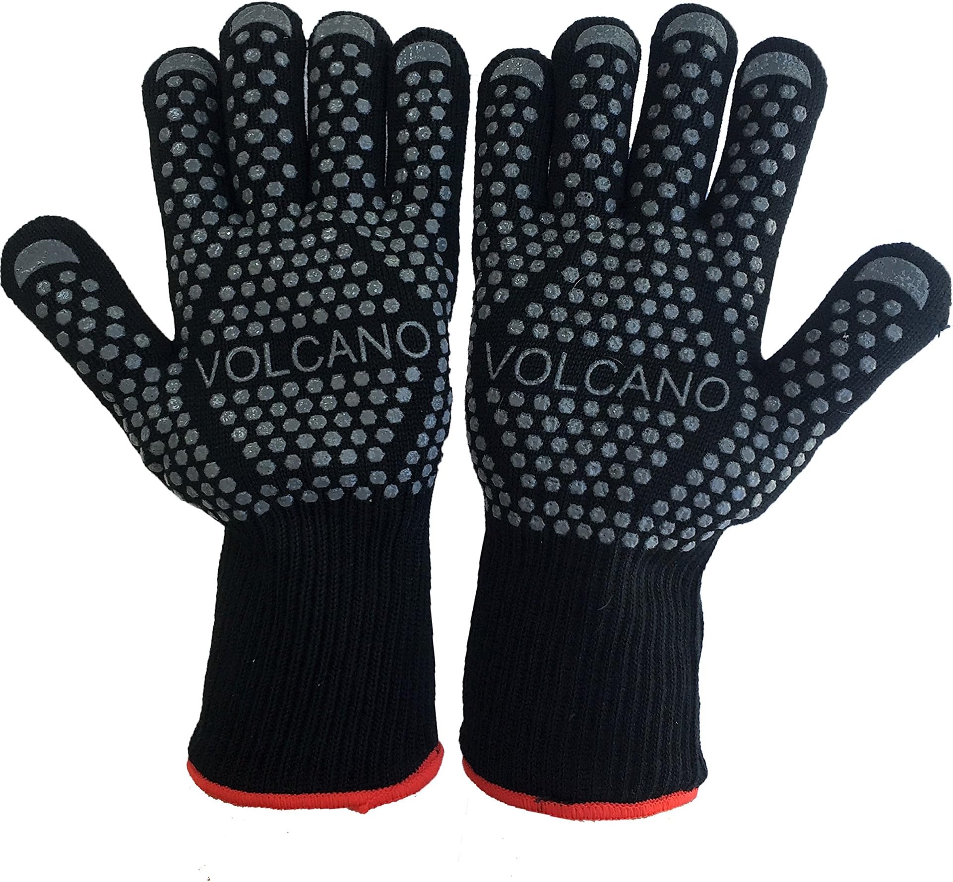 Volcano Premium Heat Resistant Gloves, BBQ Baking Fireplace Smoker. Constructed of Insulating Aramids Like Kevlar Tested to 932F as Used by Firefighters. Guaranteed. Great Gift for DAD!