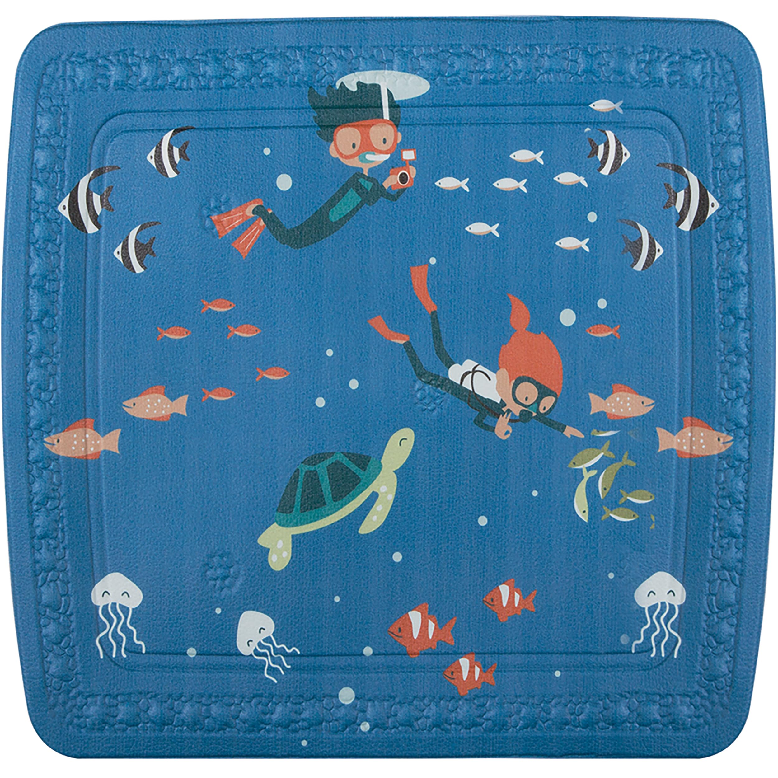 Spirella Shower Mat Bath Mat Children's Shower Mat Antibacterial Non-Slip with Suction Cups – Diver – Approx. 55 x 55 cm – Made in Germany