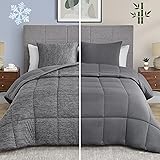 Umchord Grey Queen Comforter Set, Reversible Cooling & Breathable Comforter, Lightweight All Season Down Alternative Comforte