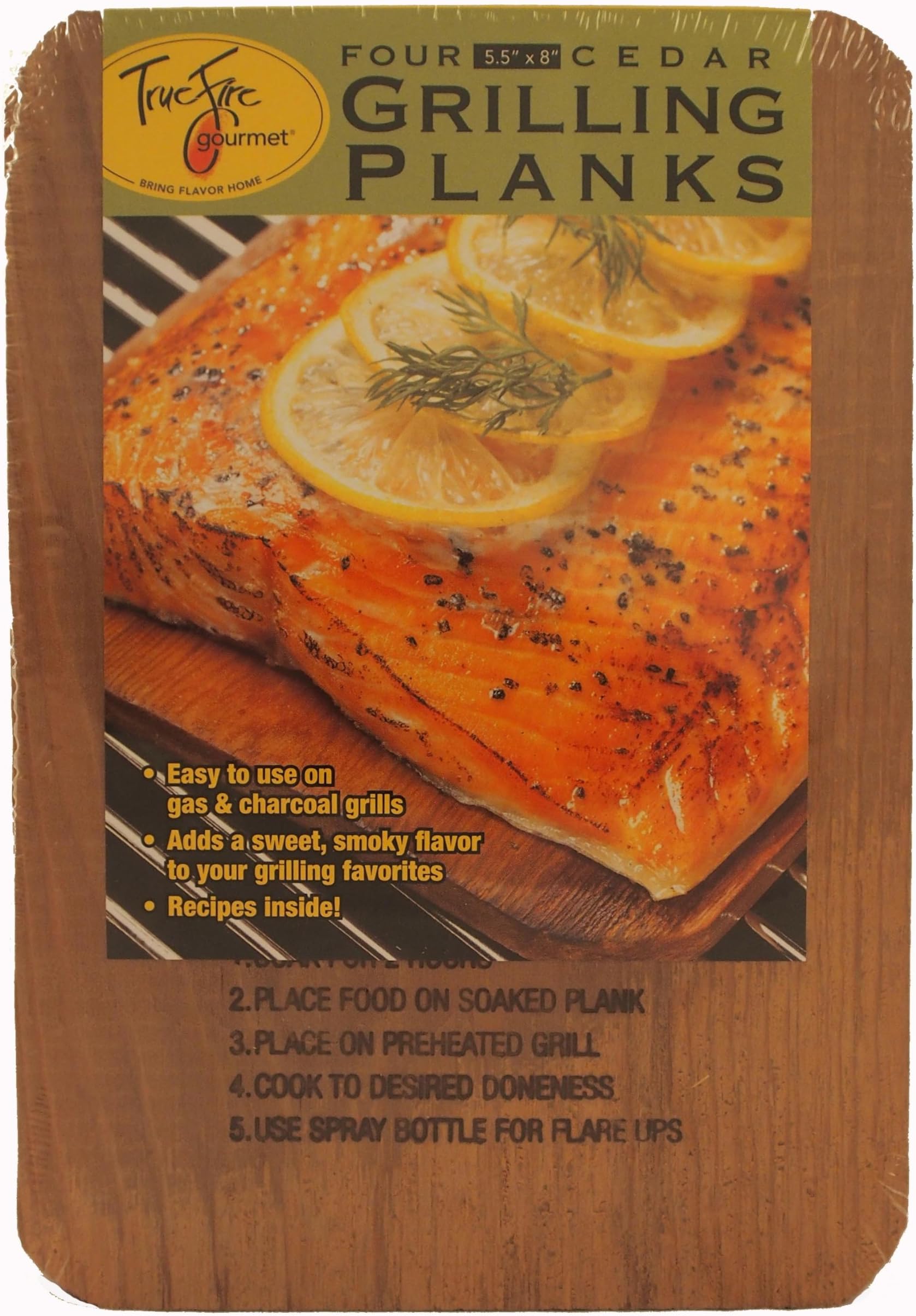 TrueFire Gourmet TFplanks8-4US 4-Pack Cedar Grilling Plank, 5.5 by 8-Inch