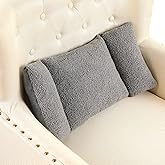 Queekay Fleece Lumbar Support Pillow 3 Section Back Pillow Office Chair for Back Support Comfortable Lumbar Cushion for Car Seat Pain Relief Sofa Rest(Gray)