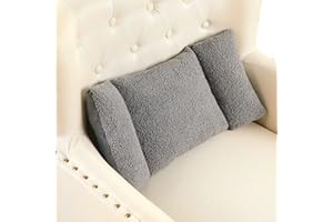 Queekay Fleece Lumbar Support Pillow 3 Section Back Pillow Office Chair for Back Support Comfortable Lumbar Cushion for Car Seat Pain Relief Sofa Rest(Gray)