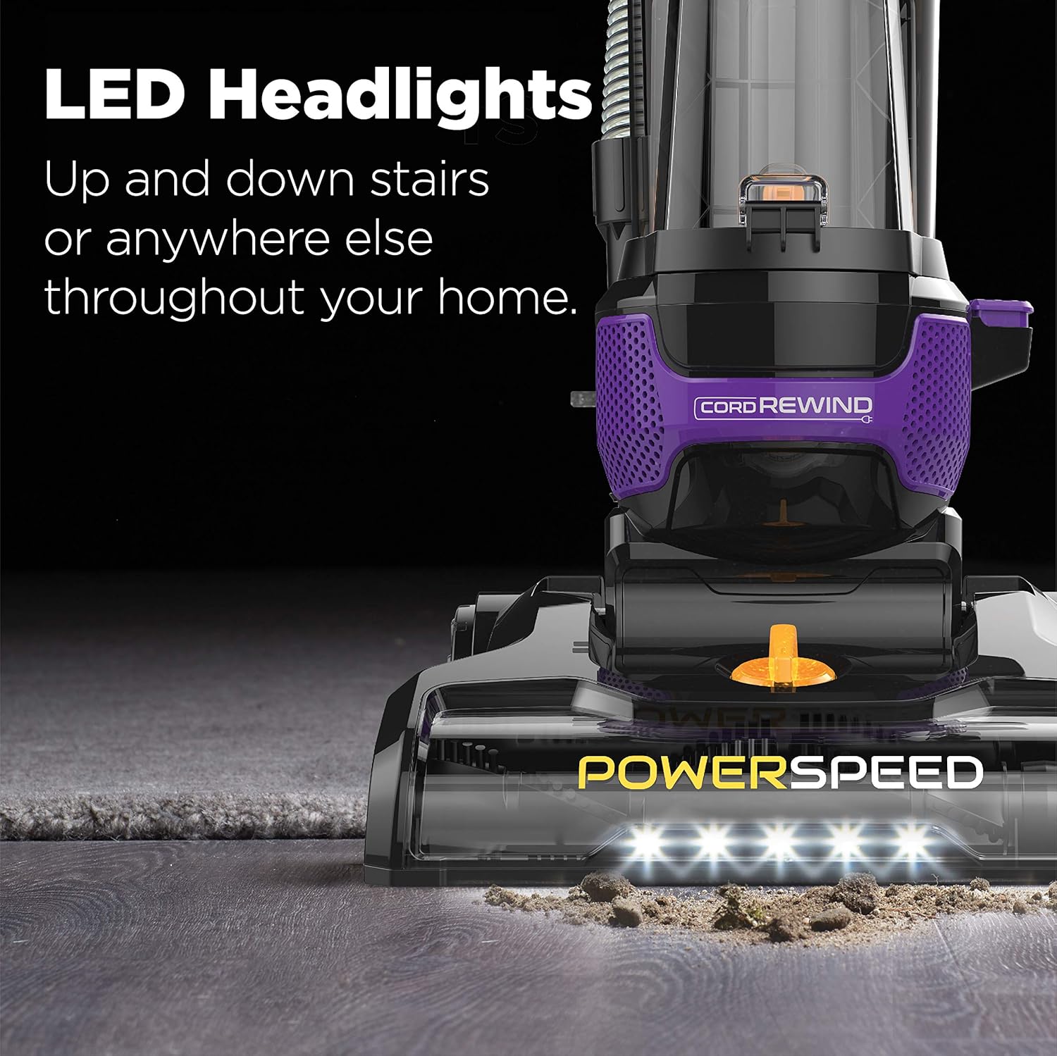 Eureka NEU202 PowerSpeed Lightweight Bagless Upright Vacuum Cleaner with Automatic Cord Rewind and 4 On-Board Tools, CordRewind+Pet, Purple -