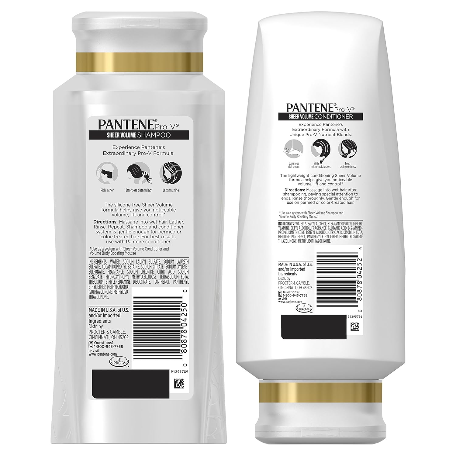 Amazon Com Pantene Shampoo And Conditioner Kit Pro V Sheer Volume For Fine Hair 25 4 Oz And 24 Oz Kit Beauty