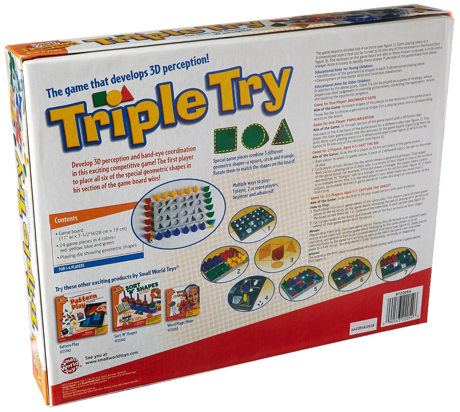 Small World Toys Triple Try Shape Game Orda USA 9722054 Board Games 