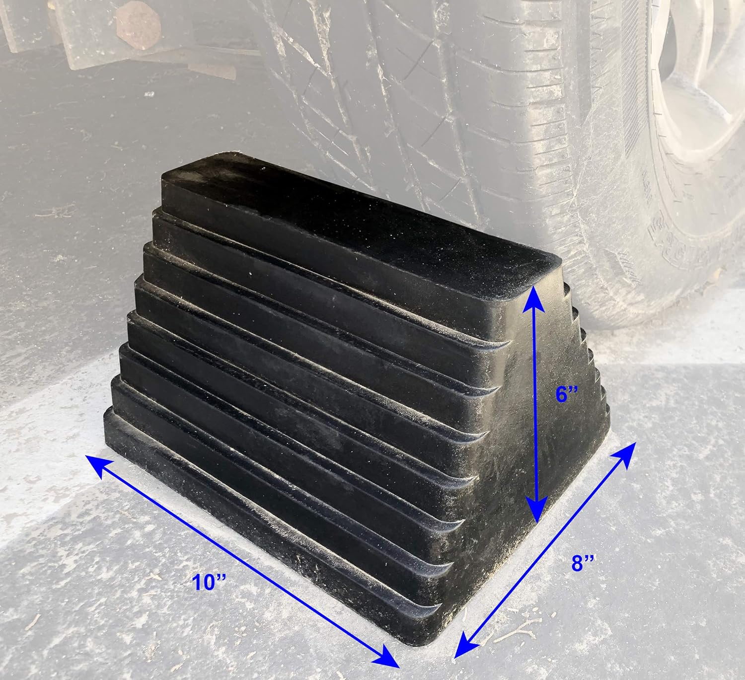 MaxxHaul 80681 10" x 8" x 6" Solid Rubber Heavy Duty Wheel Chock with Eyebolt, 2 Pack: Automotive