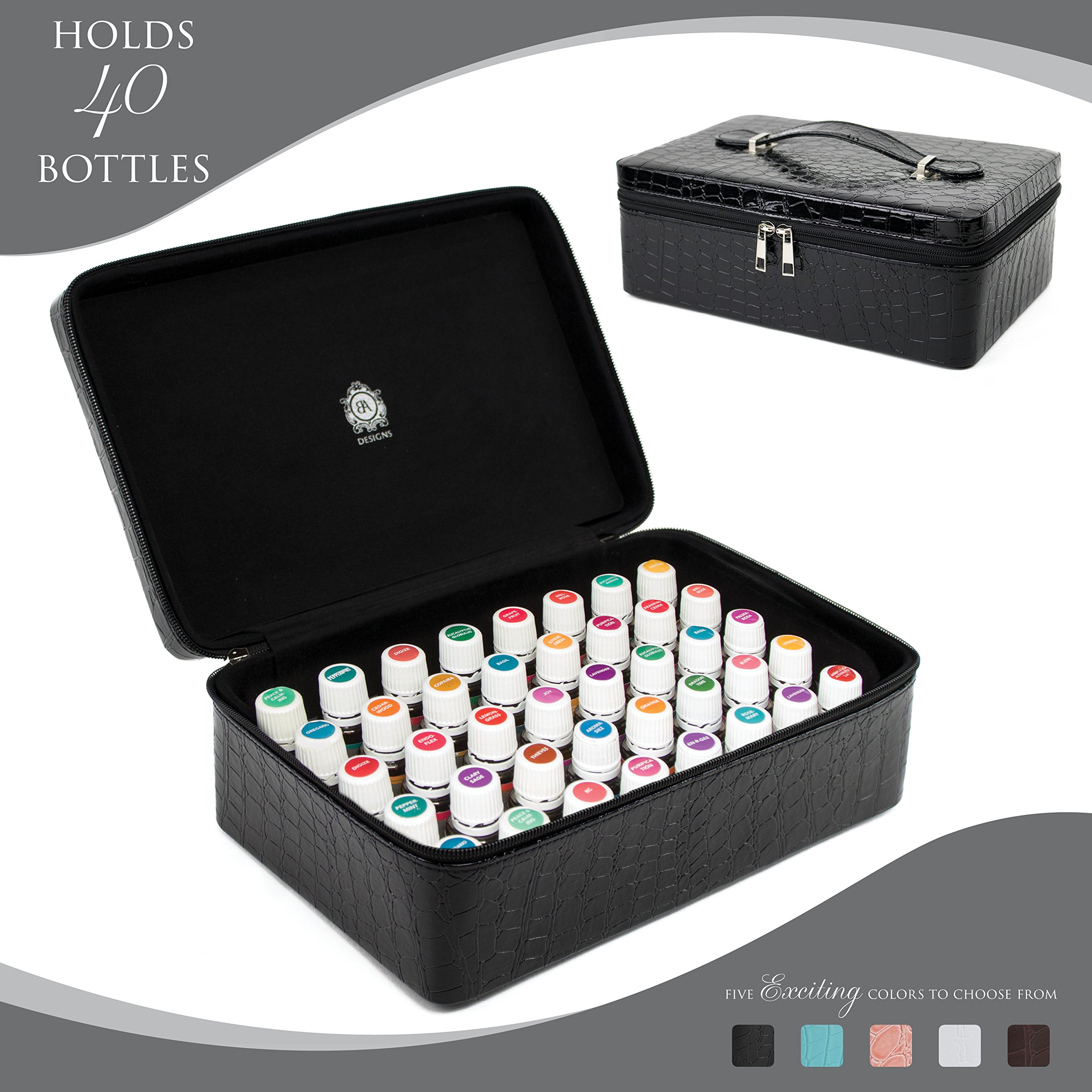 Essential Oils Carrying Case Holds 40, 15ml Bottles Beautiful Large Custom Hard Shell Exterior