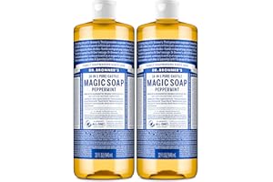 Dr. Bronner’s - Pure-Castile Liquid Soap (Peppermint, 946 mL, 2-Pack) - Made with Organic Oils, 18-in-1 Uses: Face, Body, Hai