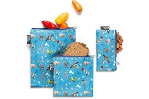 Simple Modern Disney Pixar Reusable Snack Bags for Kids, Boys | Food Safe, BPA Free, Phthalate Free Polyester Zip Pouches | Washable & Refillable Sandwich Bag | Ellie Collection | 3 pack | Andy's Toys