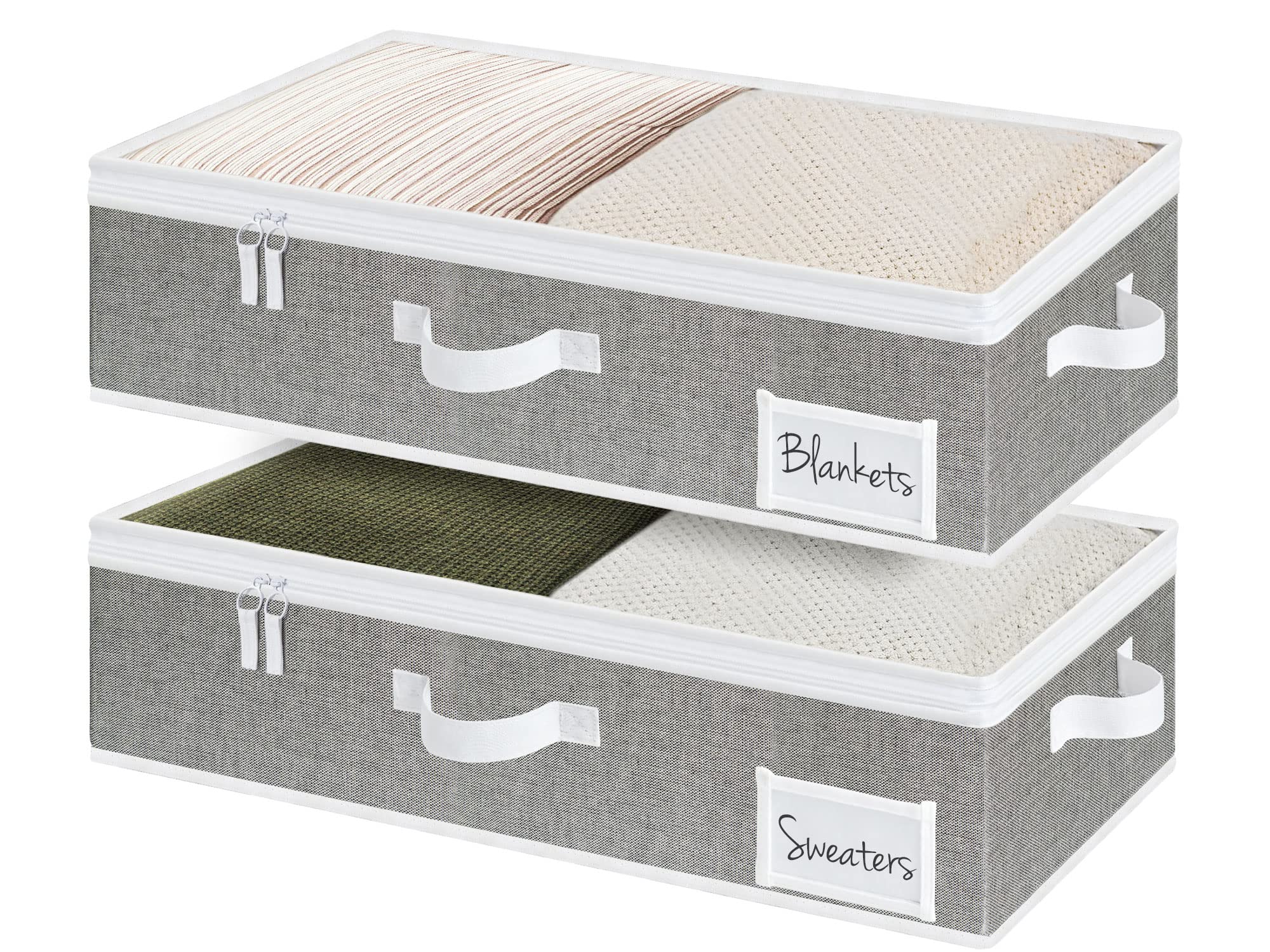Photo 1 of StorageWorks Under Bed Storage Containers with Handles and Label Holder, 2 Pack Ultra-thick Fabric Underbed Bins, Closet Organizer for Clothes, Blankets, Sweater
