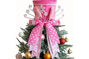 MOSHAKALA Christmas Tree Topper, Christmas Tree Topper Hat, Pink high Heels Tree Topper Christmas Decorations with Bow Ribbon Christmas Tree Ornaments for Holiday Family Xmas Décor