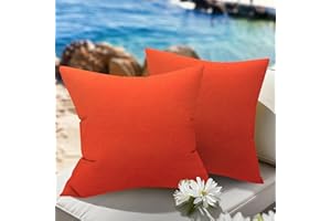 WOLKI Waterproof Outdoor Pillows 20x20 Feather and Down Filled Throw Pillow for Patio Furniture, Outside Decorative Pillow Set of 2, Orange