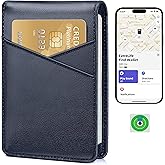 ExtreLife Mens Wallet with Smart Tracker, Genuine Leather Bifold Wallet, Works with Apple Find My, 10 Card Slots, Money Pocket, ID Window, RFID Blocking, GPS Wallet Tracker, Gift Box, Navy Blue