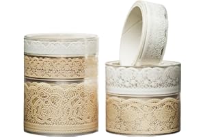 Songdao Lot de 6 rouleaux de ruban adhésif Washi en dentelle transparente pour loisirs créatifs, scrapbooking, emballage cade