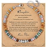 JoycuFF Moonstone Jasper Stainless Steel Beads Bracelets,Christmas Birthday Gifts for Best Friend Sister Daughter Bestie Women Her