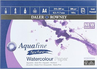 Daler Rowney Aquafine A4 Watercolour Pad 12 sheets 300gsm White