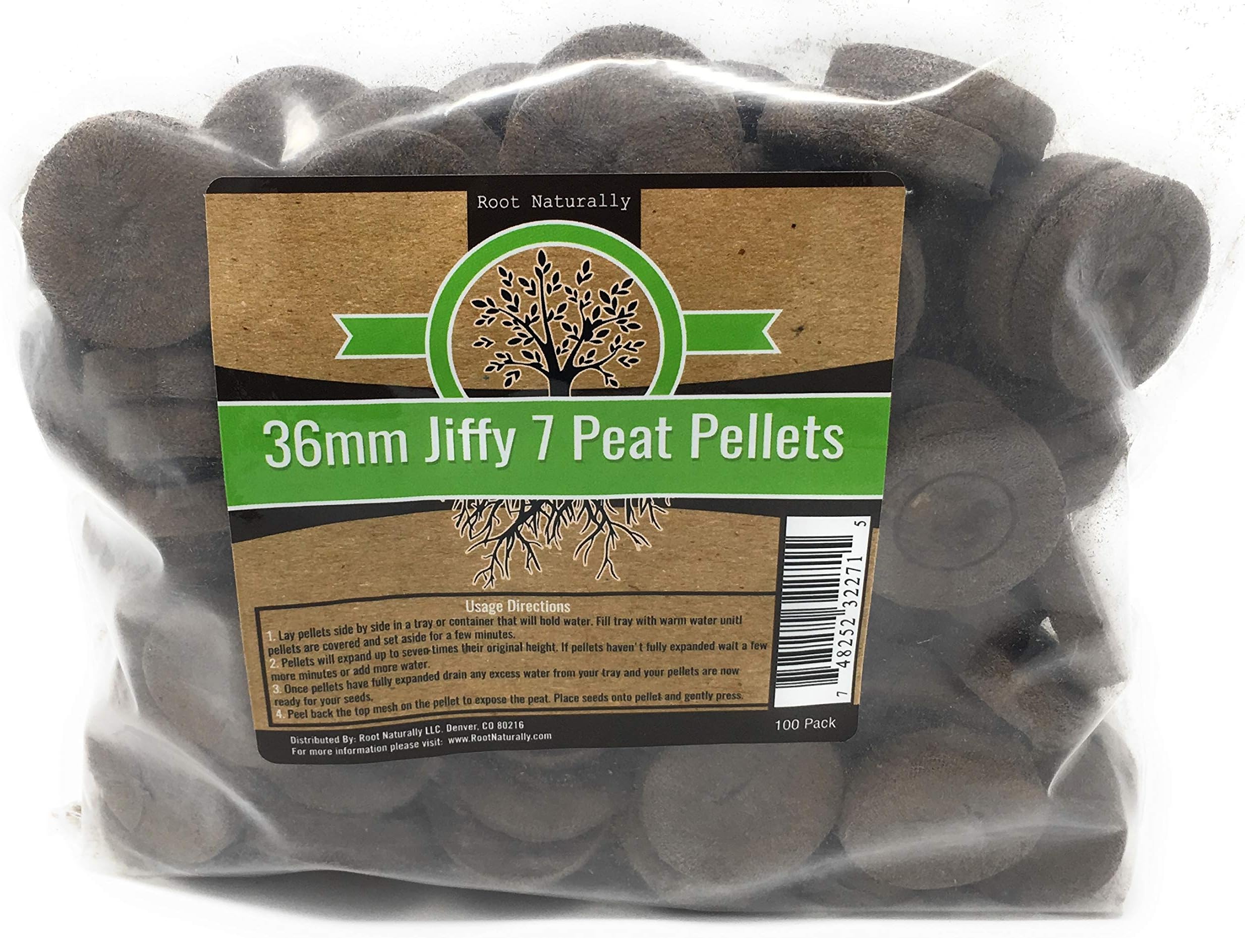 Root Naturally Jiffy-7 36mm Peat Pellets - 100 Count by Root Naturally