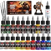 Smallbudi 20 Colors Model Paint Set 20ml/0.6Oz Miniature Acrylic Paint | With 3 Brushes &amp; 1 Thinner for Brush Use &amp; Airbrushing, Modeling Paint Set for Miniatures, Gaming Figures, 3D Prints, Crafts