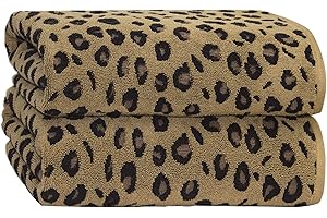 COTTON CRAFT Oversized Bath Sheet - 2 Pack Extra Large 32 x 89 Animal Print Leopard Cheetah Africa Safari 100% Cotton Jacquard Towel - Soft Absorbent Luxury Bathroom Shower Spa 450 GSM Bath Sheet