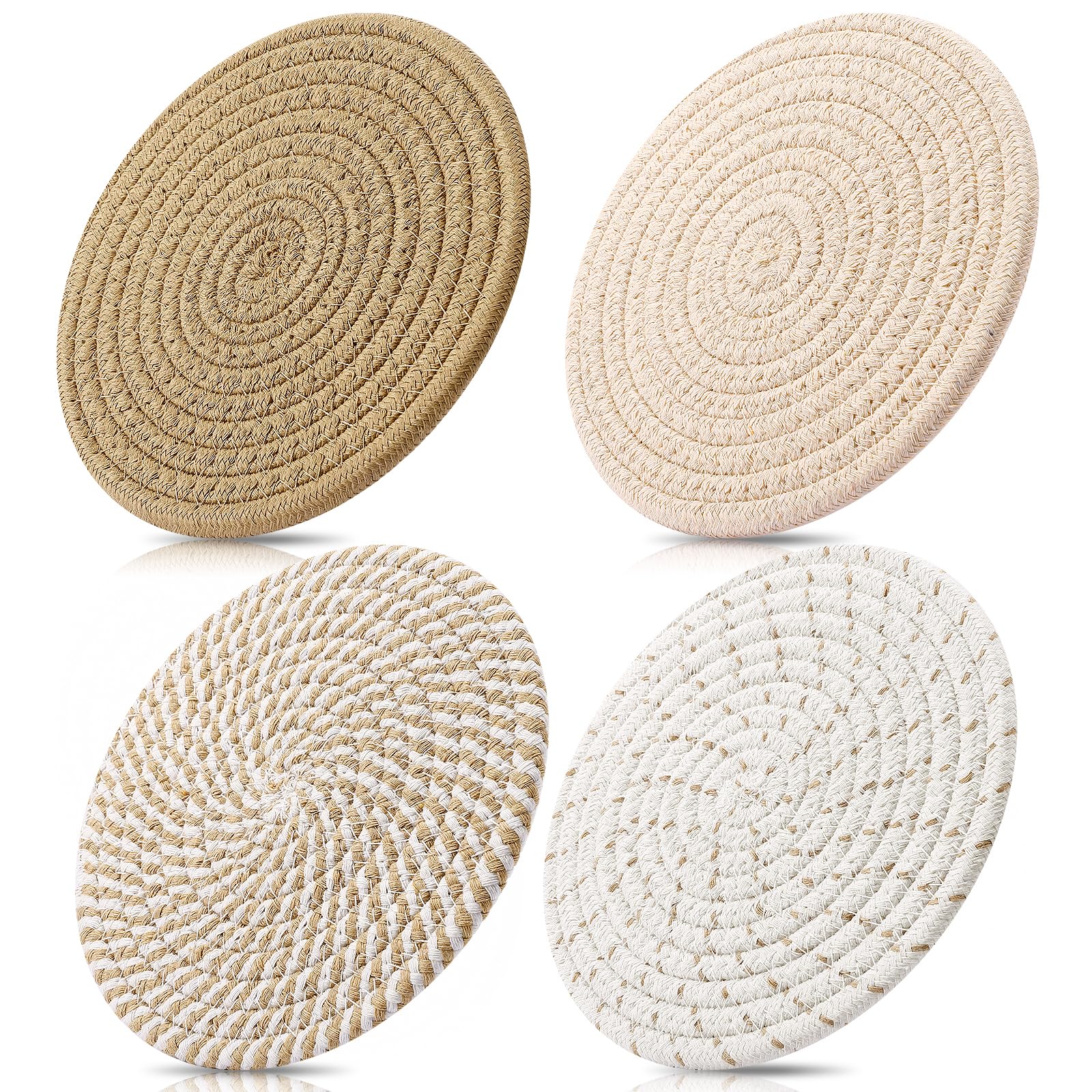 Photo 1 of ME.FAN 7 Inch Trivets/Potholders 4 Set Cotton Thread Weave Trivets for Pots and Pans - Large Coasters/Hot Pads to Protect Desktop & Countertop - Mix 2