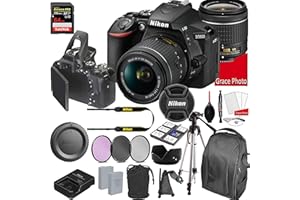 Grace Photo | Nikon Intl. Nikon D5600 DSLR Camera Kit with 18-55mm VR Lens | Built-in Wi-Fi | 24.2 MP CMOS Sensor | SnapBridge Bluetooth Connectivity | Extreme Speed 64GB Mempry Card (27pc Bundle)