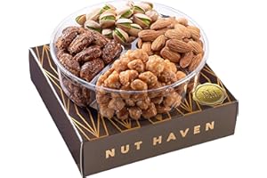 Holiday Christmas Nuts Gift Basket - Healthy Assortment of Sweet & Salty Dry Roasted Gourmet Nuts - Assorted Food Gift Box for Thanksgiving, Fathers Day, Family, Men and Women, Nut Haven
