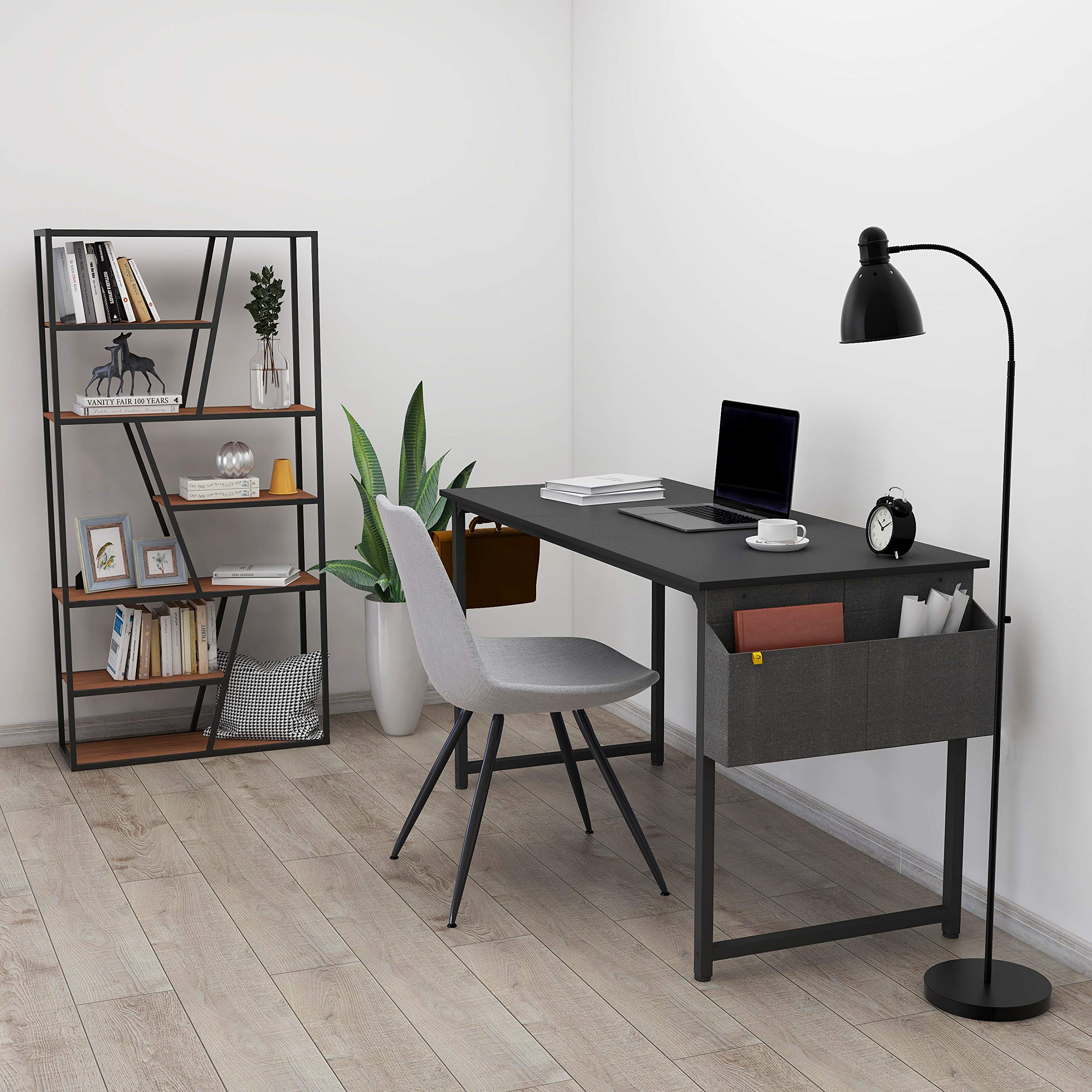 CubiCubi Computer Desk 32" Study Writing Table for Home Office, Modern Simple Style PC Desk, Black Metal Frame, Black