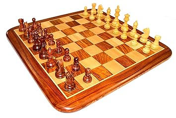 StonKraft 21 x 21 Collectible Rosewood Wooden Chess Game Board Set+Wooden Crafted Pieces