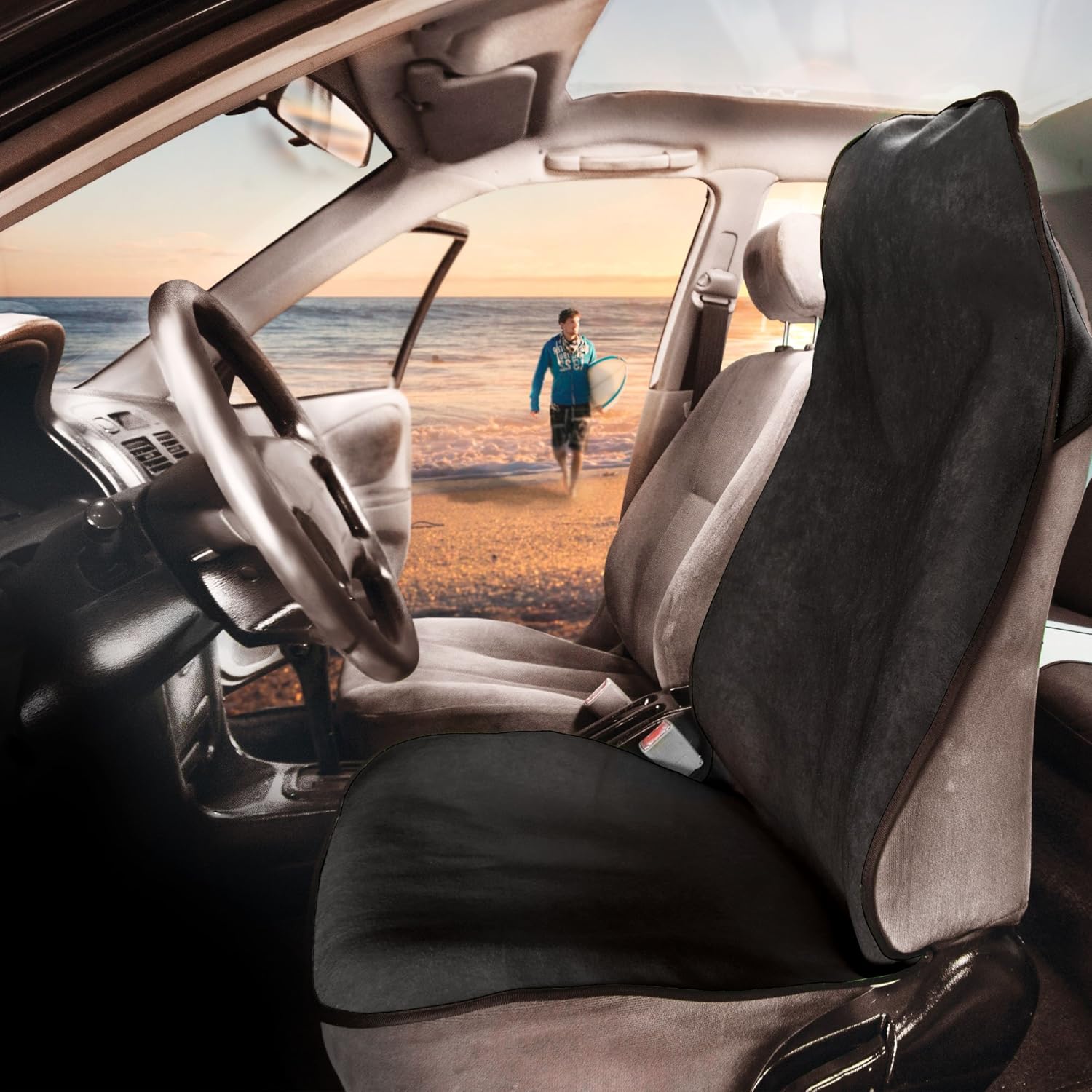 FH Group FH1006BLACK Water Resistant Quick Dry Car Seat Cover Workouts, Gym, Yoga, Beach Anti-Slip Backing