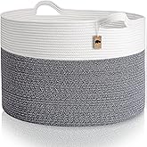 Little Hippo XXL Cotton Rope Basket, 100% Natural! Large Baby Gift Basket, White & Dark Gray