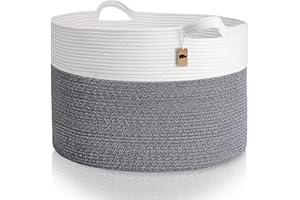 Little Hippo XXL Cotton Rope Basket, 100% Natural! Large Baby Gift Basket, White & Dark Gray