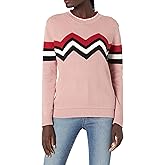 Cable Stitch Women's Zig Zag Chevron Crewneck Pullover Sweater - Long Sleeve Lightweight Striped Color Blocked Knit Top