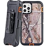 WallSkiN Case for iPhone 12 Pro / 12 (6.1") Heavy Duty Full Body Military Grade Drop Protection Carrying Cover Holder | Holster for Men Belt with Clip Stand – Camouflage
