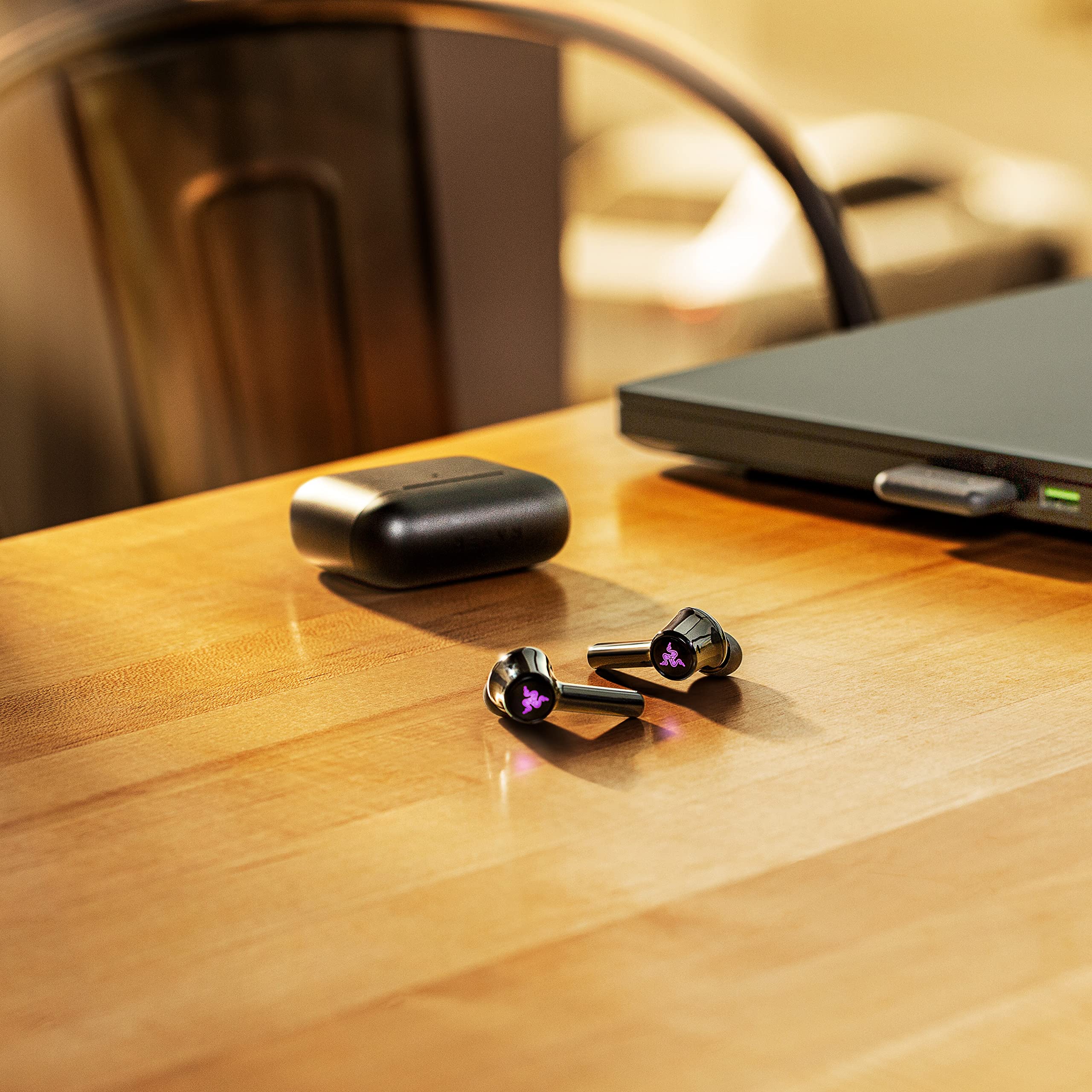 NEW Razer Hammerhead Pro HyperSpeed Wireless Gaming Earbuds for PC, PlayStation, Switch, Mobile: Adjustable ANC - Fast Wireless Charging Case - 30 Hr Battery - Bluetooth 5.3 - Chroma RGB - Black