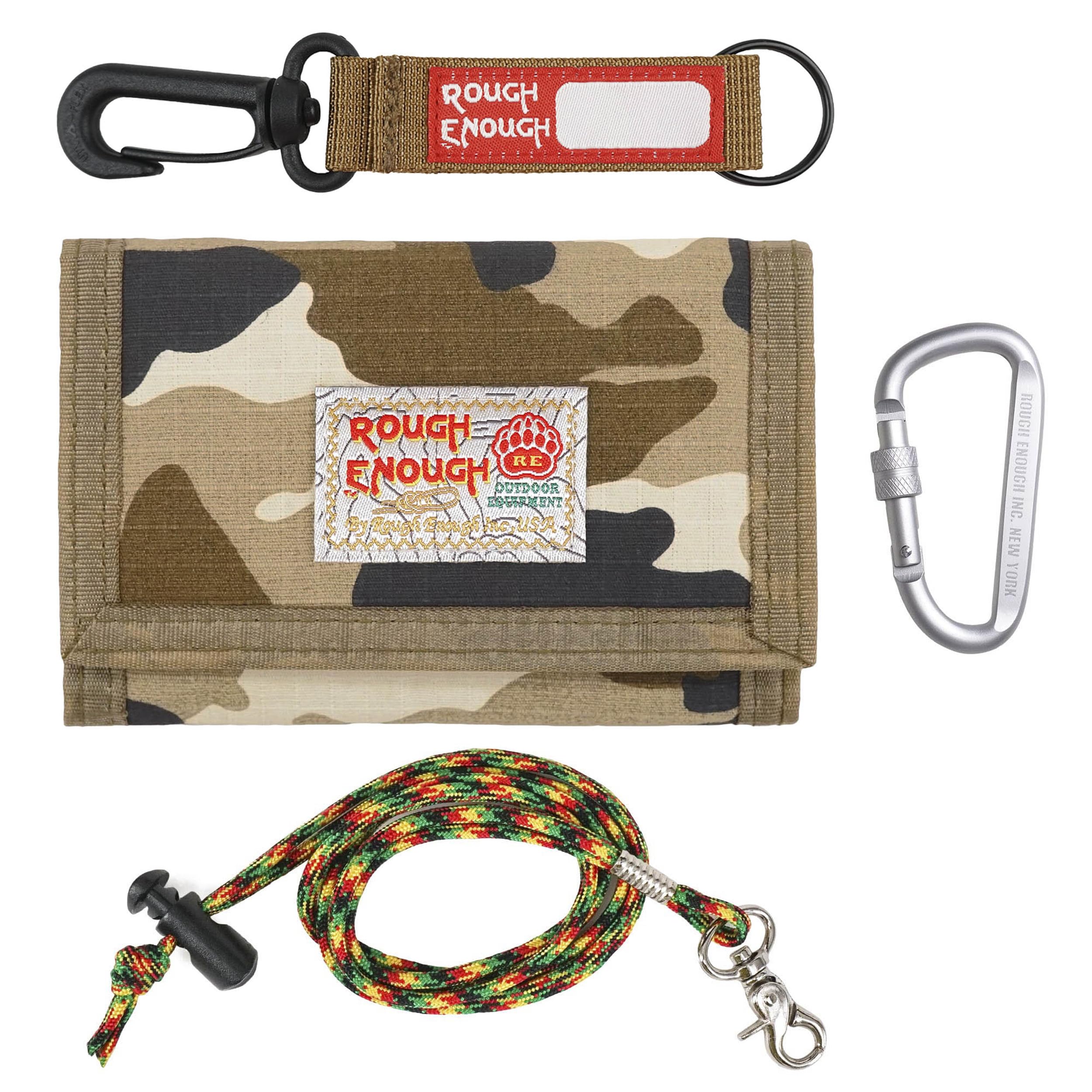 Rough Enough Mens Boys Kids Wallet for Teenage Boy Credit Card Wallet Coin Purse in Trifold Personalised Canvas Camo with Zip Coin Pocket,13 x 8 cm