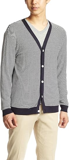 Amazon ユナイテッドアローズ グリーンレーベル リラクシング United Arrows Green Label Relaxing 東北コットン ボーダー Vネックカーディガン メンズ 79 Navy M カーディガン 通販