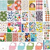 Decorably 50 Pack 4x6in Textured Modern Doodle Colorful Blank Cards and Envelopes with Stickers, 25 Fun and Stylish Designs for Family, Friends & Loved Ones - Birthdays, Appreciation, Gifting, Mailing
