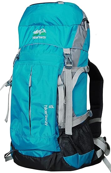 Hikers way 45 Ltrs Blue Internal Frame Rucksack Backpacks Travel Bag Hiking Bag Camping Bag Trekking Bags with Waterproof Compartment (HW-4501Blue)