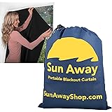 SUN AWAY Portable Blackout Curtain with Window Suction Cups - Easy Install Shade No Tools Required - Temporary Blinds Perfect