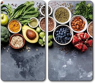 KESPER 3654313 Multi-Glasschneideplatte 2er Pack Motiv AVOCADO/Herdabdeckplatte/Glasschneidbrett/Glasplatte/Spritzschutz
