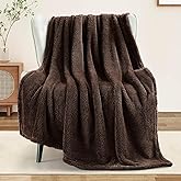 Exclusivo Mezcla Soft Fleece Throw Blanket for Couch, Super Soft Velvet Plush Fleece Blankets, Fuzzy Cozy and Warm for Winter, 50x60 Inches, Coffee
