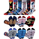 Jamntower 6 Pairs Novelty Sports Gifts for Men Cotton Crew Socks Birthday Gift for Wrestling Swim Fencing Boxing Lover