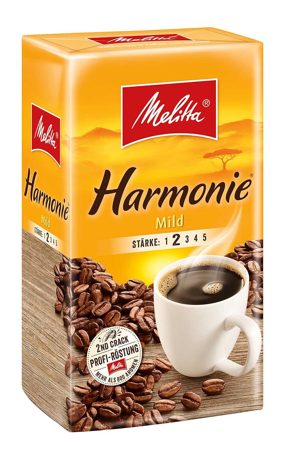 Melitta Gemahlener Röstkaffee, Filterkaffee, feines Aroma, milder R?stgrad, St?rke 2, Harmonie Mild, 1er Pack (1 x 500 g)