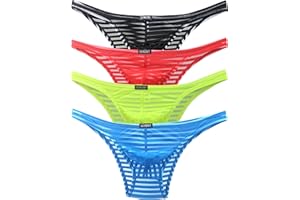iKingsky Men's Sexy Brazilian Underwear See Through Bikini Under Panties Half Back Coverage Mens Underwear