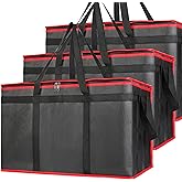 Bodaon 3-Pack Insulated Food Delivery Bag, XXXL Pizza Cooler Bags, Rideshare Delivery Bag, Warmer/Frozen, Cold/Hot Thermal Styrofoam Carrier for Car/Travel/Shopping/Catering